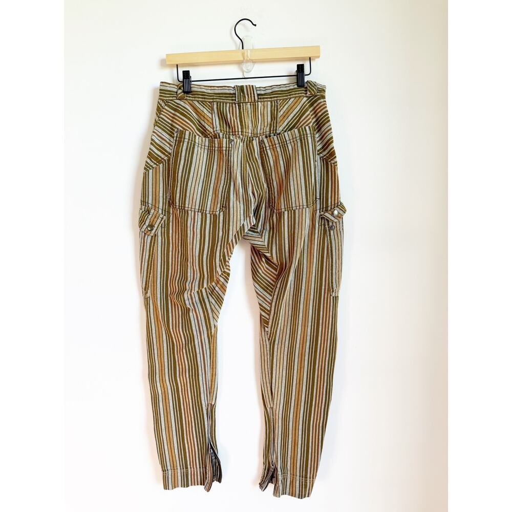 Free People Break The Rules Slim Pants Green Brown Ivory 6 - Picture 4 of 5